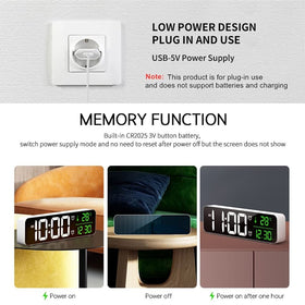 Abovsare clock in a dim room shows bright display clearly at night.