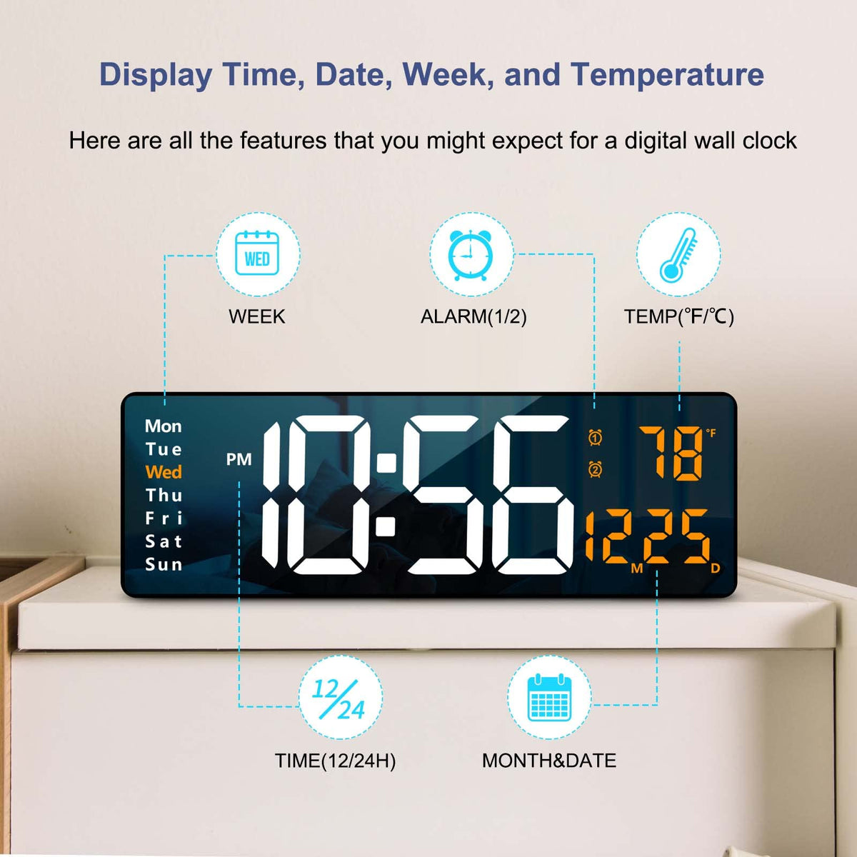 Abovsare orange LED clock adds vibrant style to spaces