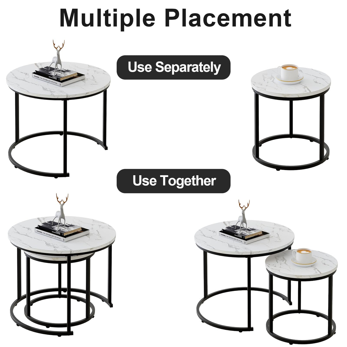 aboxoo round nesting coffee table dining-room-use as a compact side table.