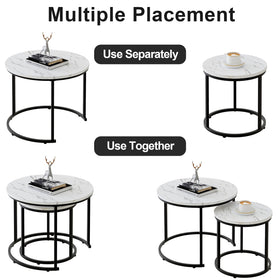 aboxoo round nesting coffee table dining-room-use as a compact side table.