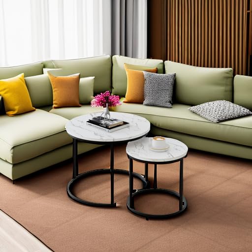 aboxoo round nesting coffee table stack-setup two tables neatly nested.