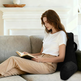 ABROLOY reading pillow with arm extensions cushions shoulders during long sessions