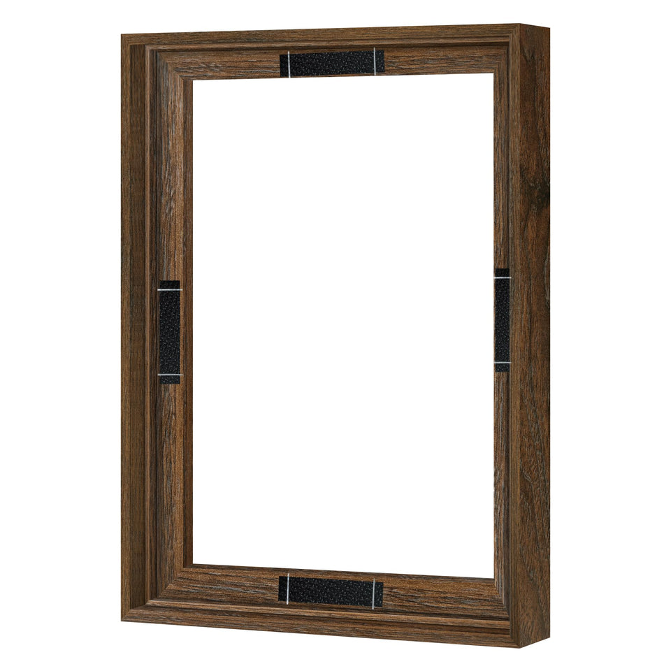 Abtgt 12x16 canvas floating frame front view in brown finish for secure display