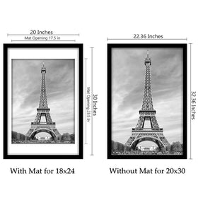 Abtgt frame with mat demonstrates 18x24 display option for posters.