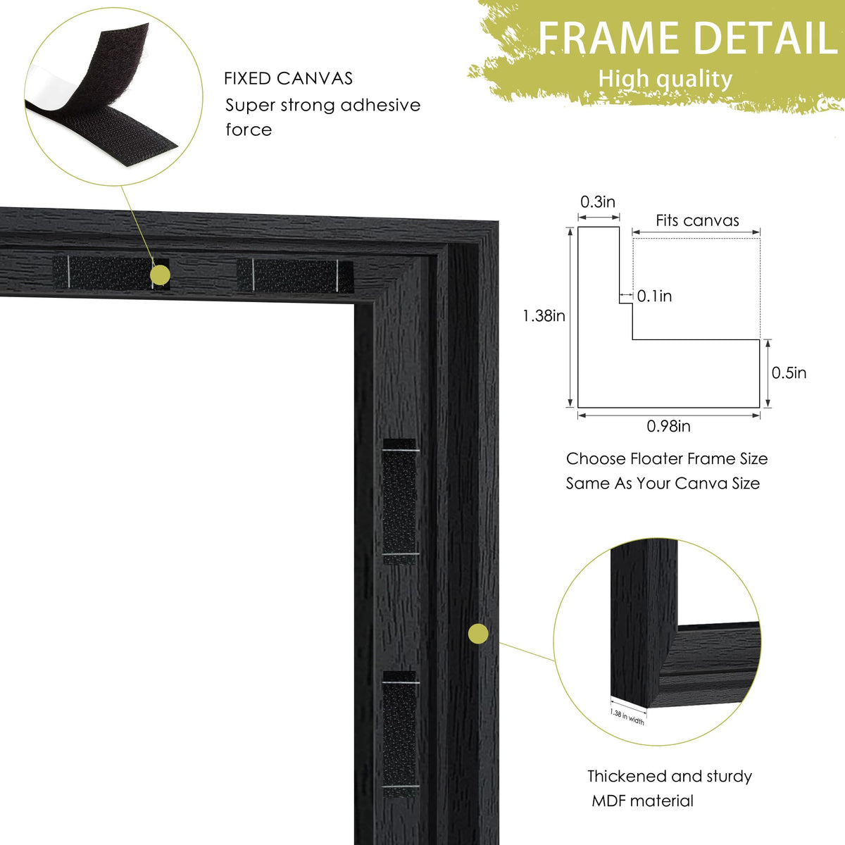 Abtgt black floater edge detail showing sleek, gallery-ready design