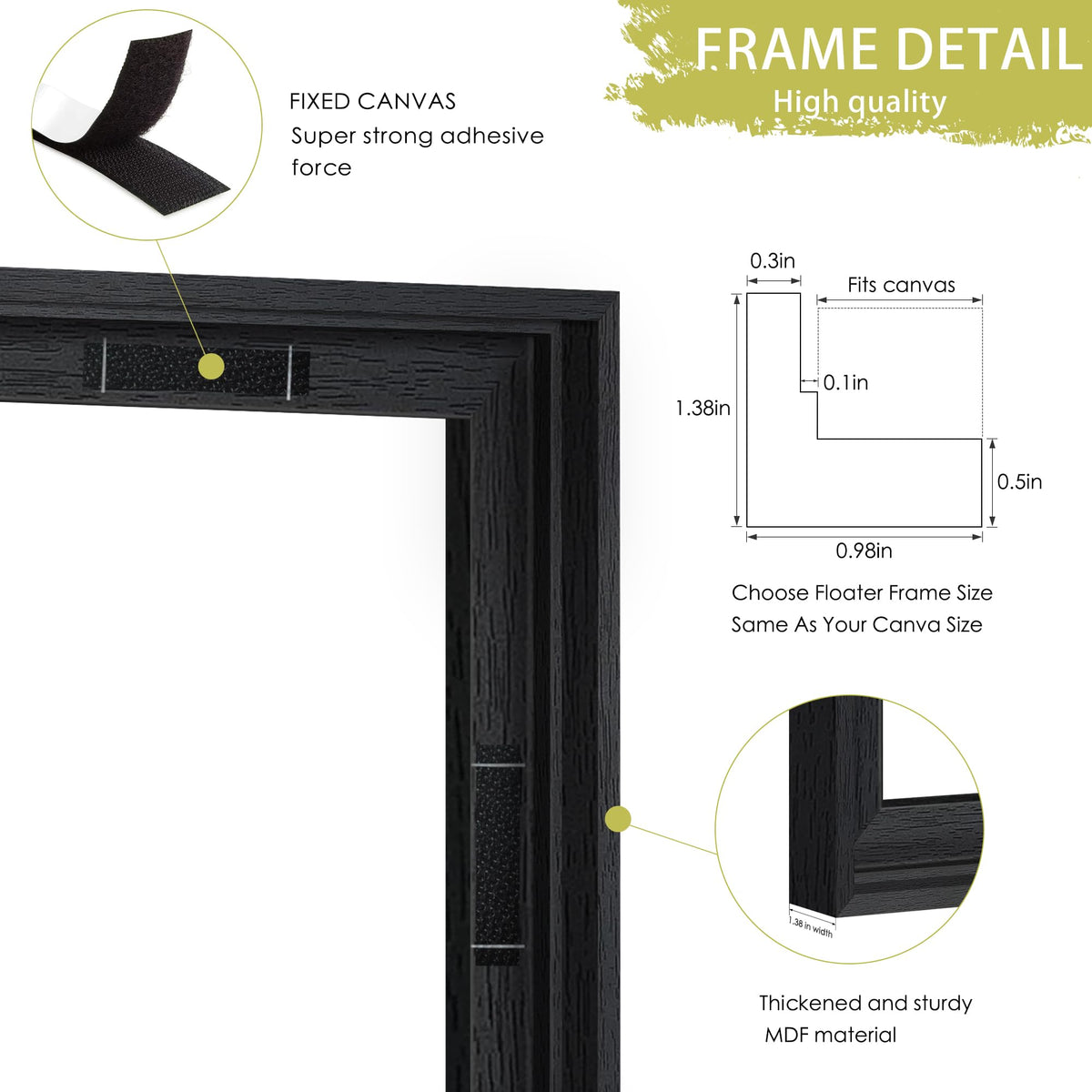 Vertical hanging with Abtgt black floater frame for wall display.