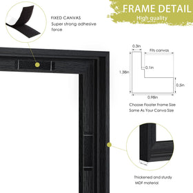 Vertical hanging with Abtgt black floater frame for wall display.
