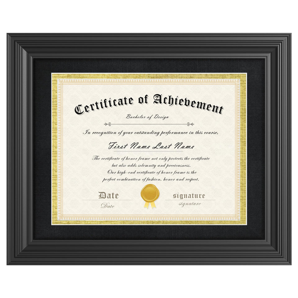Abtgt 11x14 frame with black-gold mat for elegant wall or desk display.