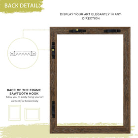Horizontal wall display setup with Abtgt brown floating frame