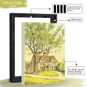 Abtgt four sawtooth hooks on frame for vertical or horizontal hanging