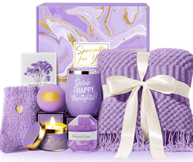 ABUDICS lavender spa gift basket blanket for cozy nights at home