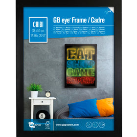 ABYSTYLE GB Eye frame close-up shows premium black wood finish for wall display