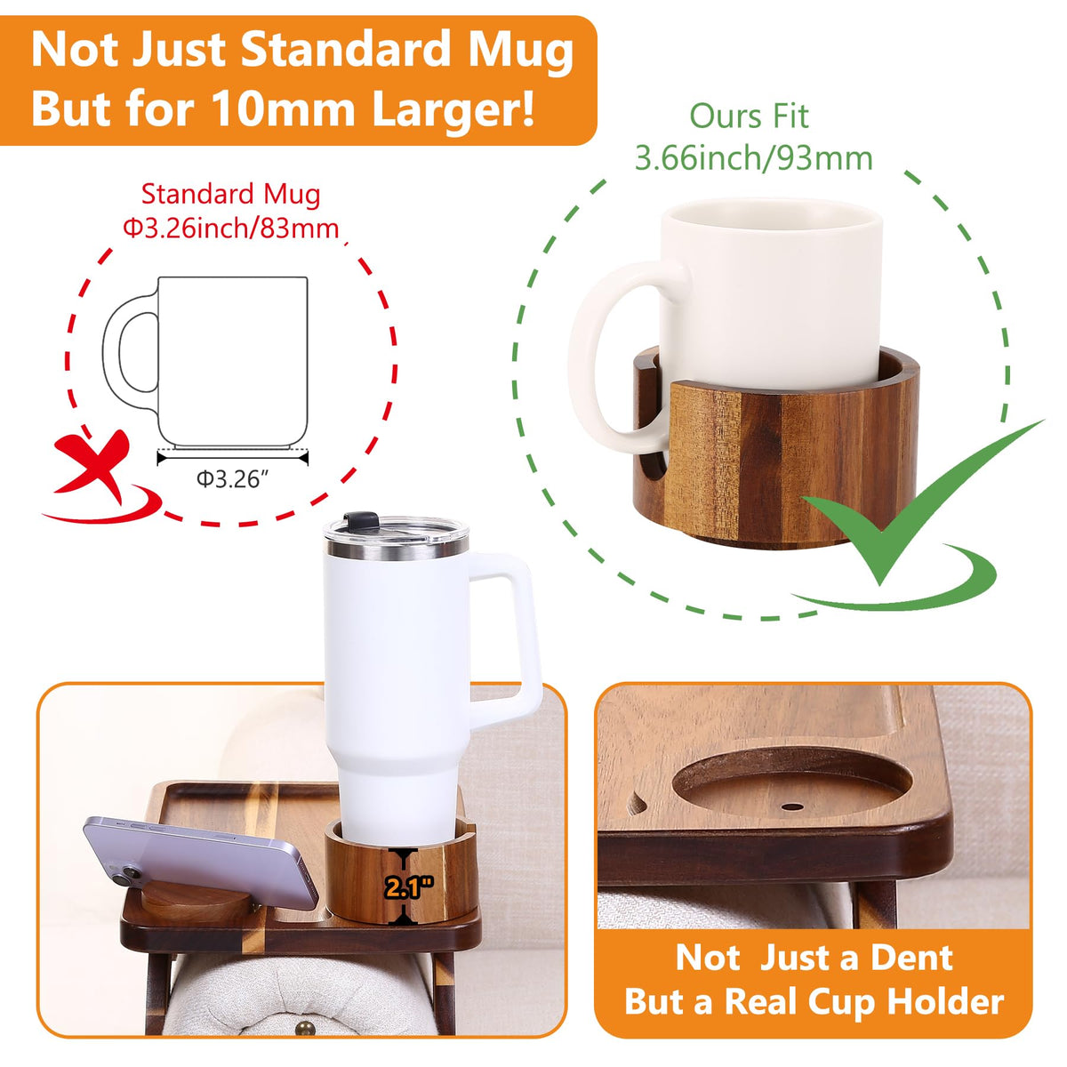 Acanacle acacia wood cup holder keeps drinks within easy reach