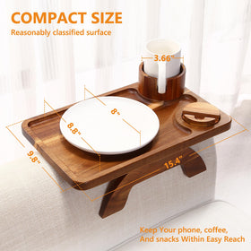 Acanacle armrest tray with detachable stand for phones and tablets