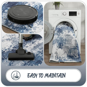 Acapet blue rug runner, low pile, compatible with robot vacuums.