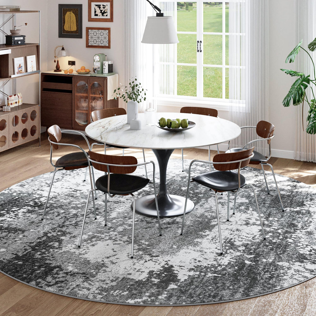 Acapet round rug with non-slip backing for safe, slip-free living spaces.