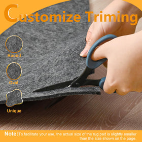 Acapet rug pad cut-to-fit demonstration showing easy trimming