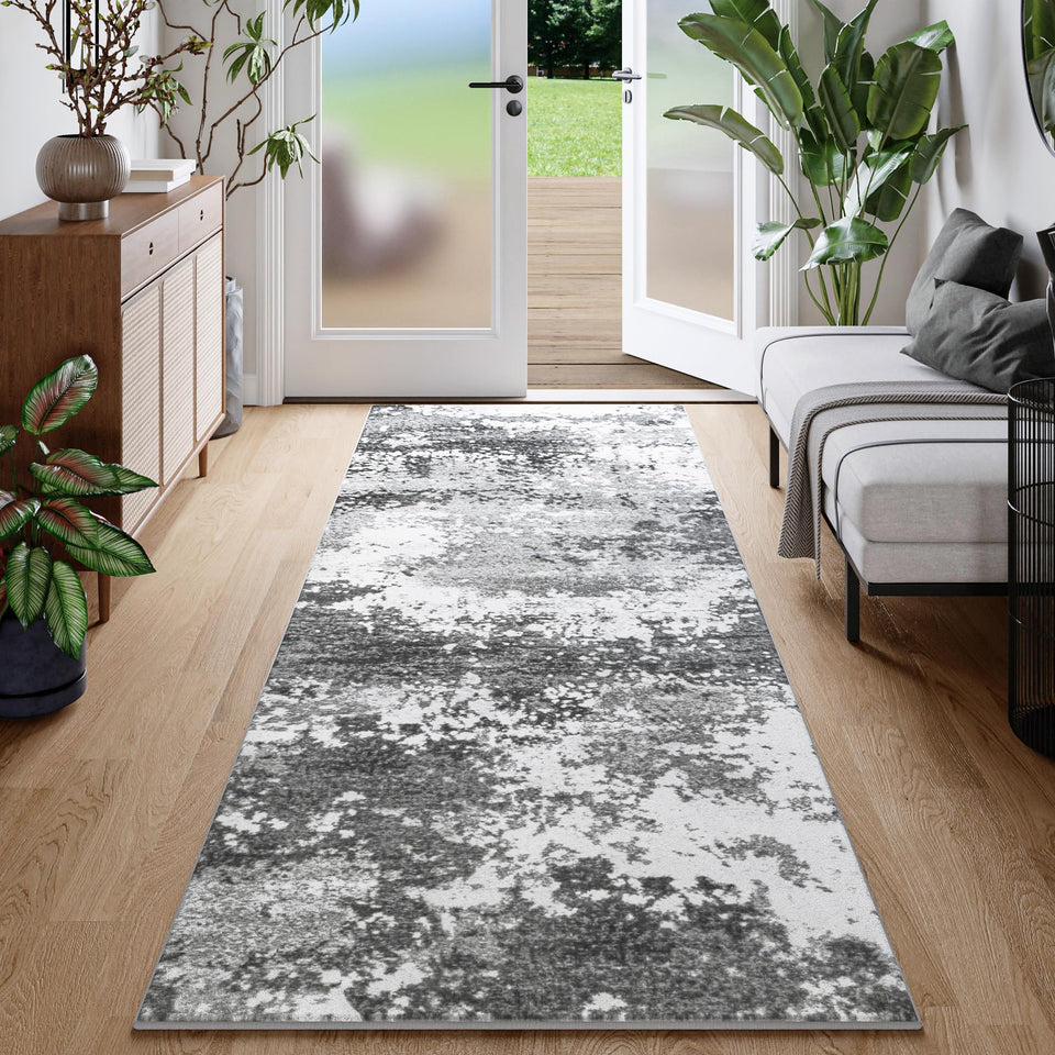 Acapet hallway runner in grey 2x8 with non-slip backing for busy entryways.