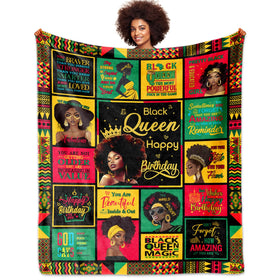ACBEAT African American birthday blanket with bold pattern, ideal for gifting.