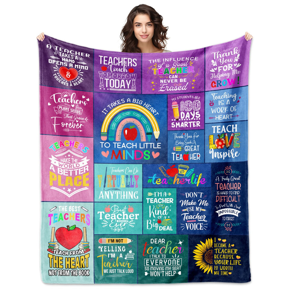 ACBEAT Teacher Appreciation Blanket 60x50 on a sofa for cozy warmth.