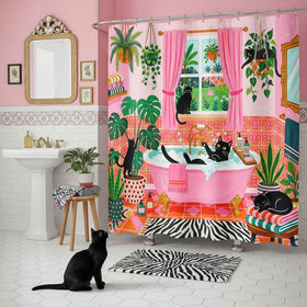 Accnicc green tropical plants motif adds a lush vibe to your bath