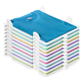 Accenter tshirt organizer in stackable closet setup enables quick access and tidy folds.