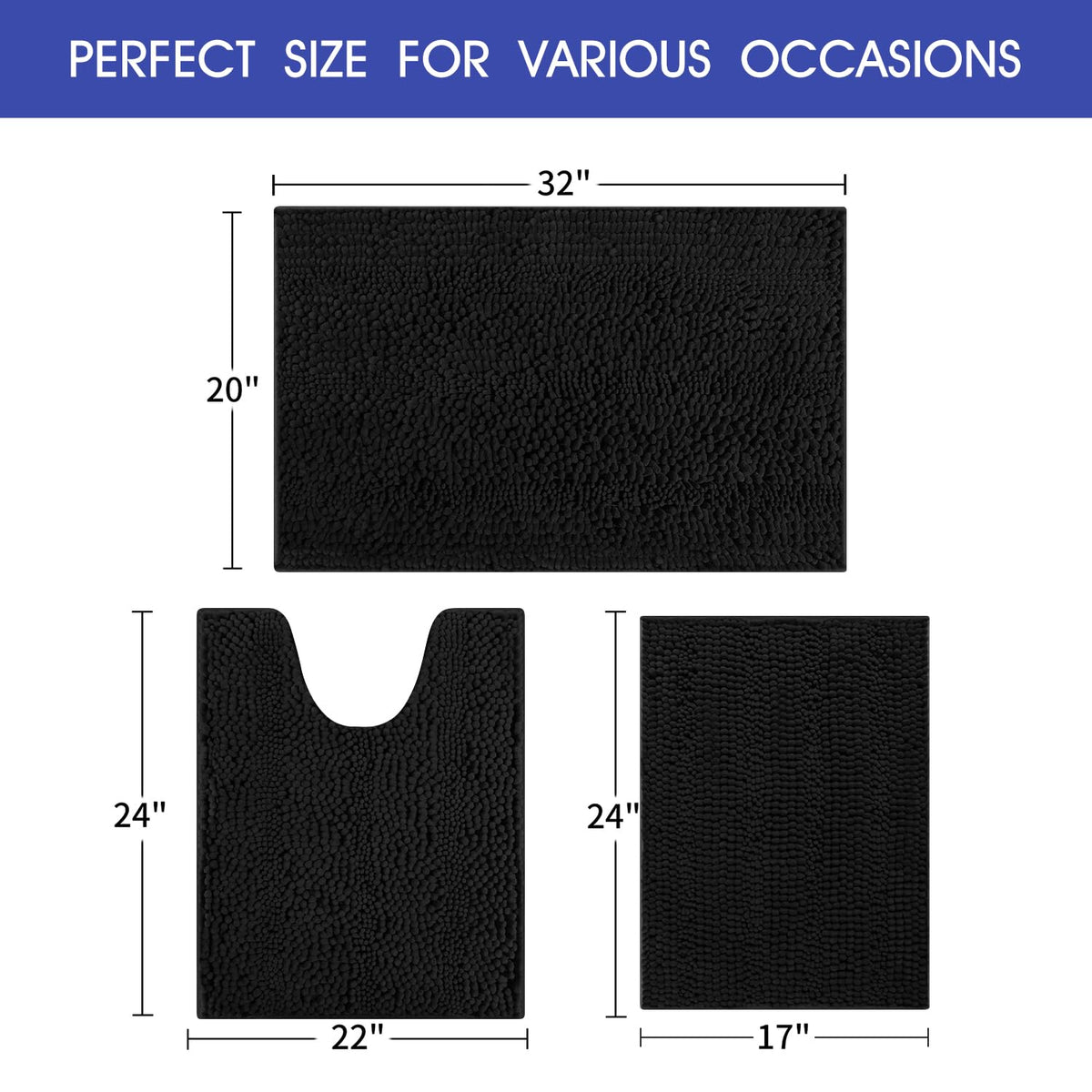 ACCUMTEK non-slip backing provides secure footing on wet bathroom floors.