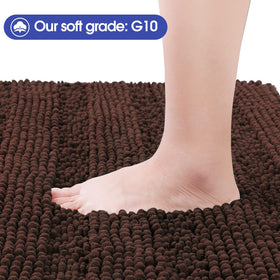 ACCUMTEK striped brown bathroom rug set U-shape 22x24 offering reliable non-slip stability