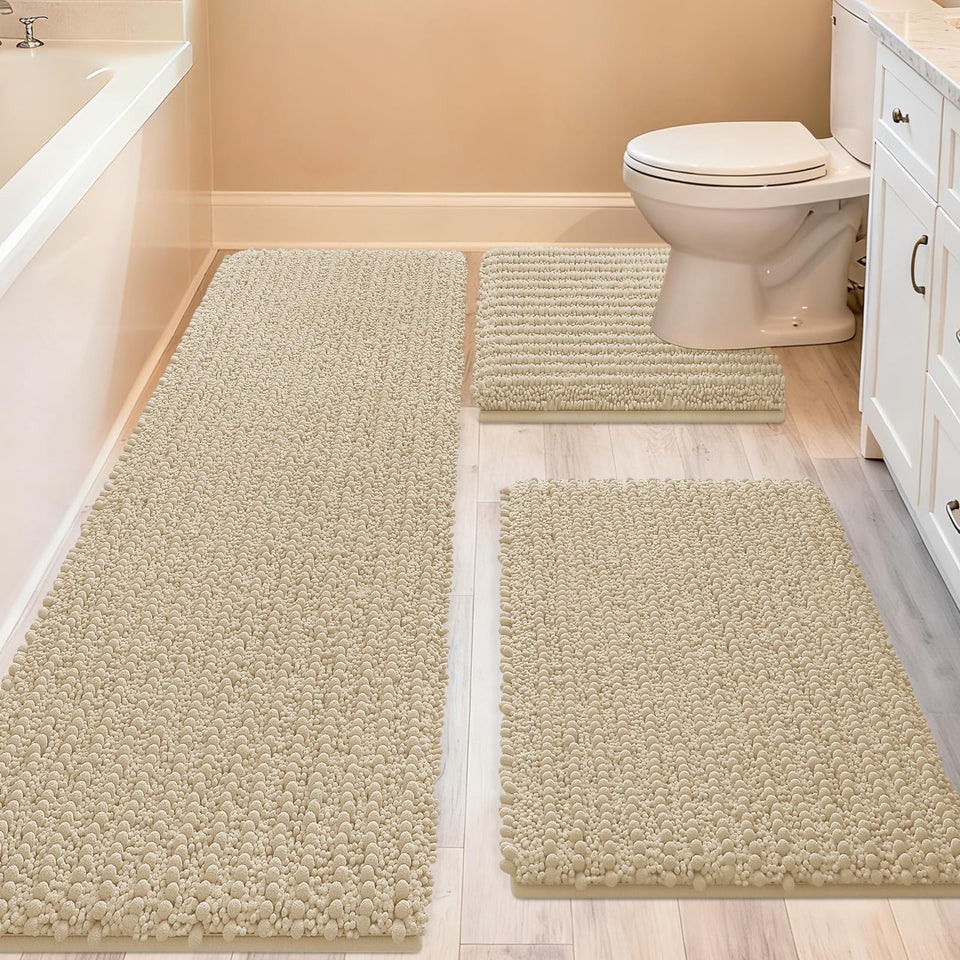 ACCUMTEK extra-large bath rug 48x20 with plush chenille for warm underfoot