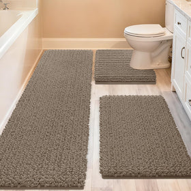 ACCUMTEK Upgrade Extra Large Taupe Bath Rug 48x20 with plush chenille for cozy feet.
