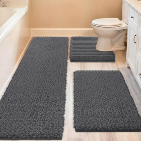ACCUMTEK Upgrade extra large grey bath rug 48x20 with plush softness for chilly mornings