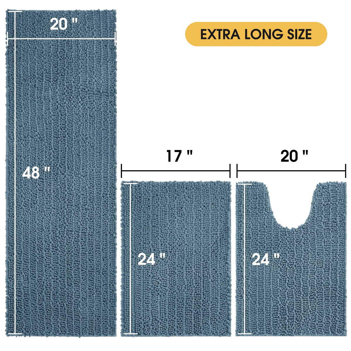 ACCUMTEK Upgrade Non-Slip Backing keeps rugs secure on smooth bathroom floors.