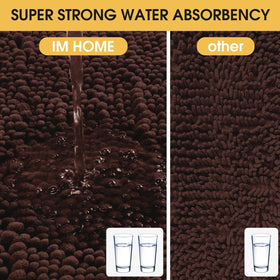 ACCUMTEK small bath rug provides cozy warmth by the sink area.