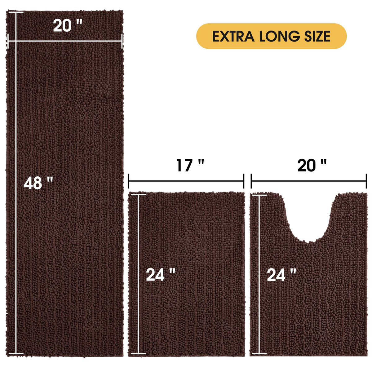 ACCUMTEK U-shape contoured bath mat offers secure, non-slip edge for safe footing.