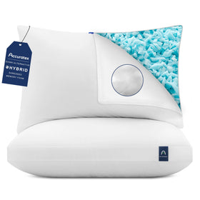 ACCURATEX Hybrid Pillow core with shredded memory foam for neck support.