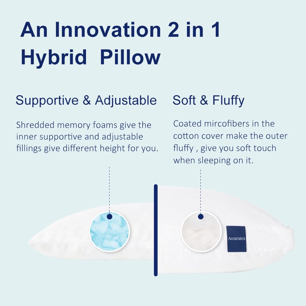 ACCURATEX Hybrid Pillow with down-alternative fill for plush comfort.