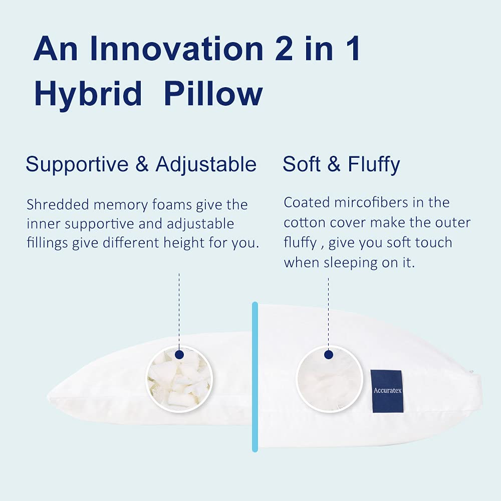 ACCURATEX pillow close-up, removable cotton cover for easy washing and fresh sleep.
