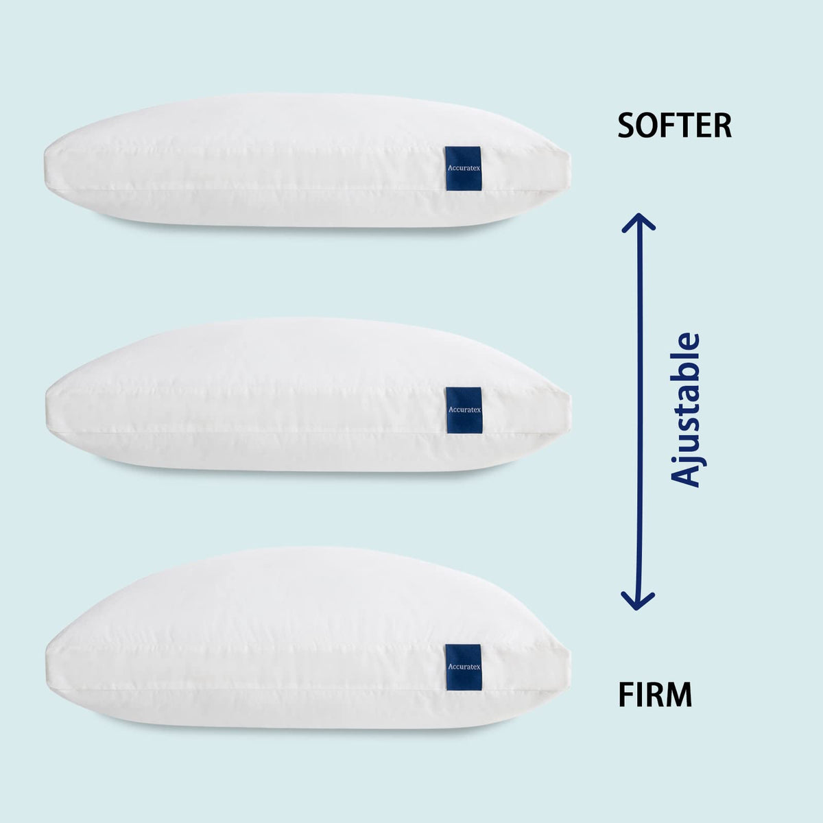ACCURATEX king pillow, adjustable shredded memory foam fill for personalized loft and support.