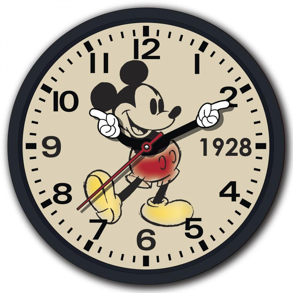 Accutime Mickey Mouse retro wall clock front view for stylish living room decor