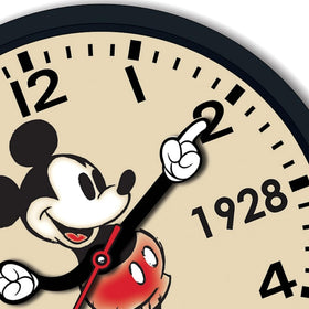 Accutime Mickey Mouse retro wall clock hands close-up highlighting vintage design for collectors