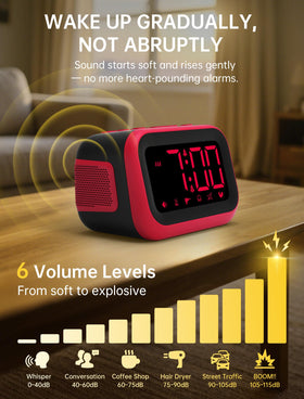 Acedeck loud alarm clock in a compact dorm room setup.