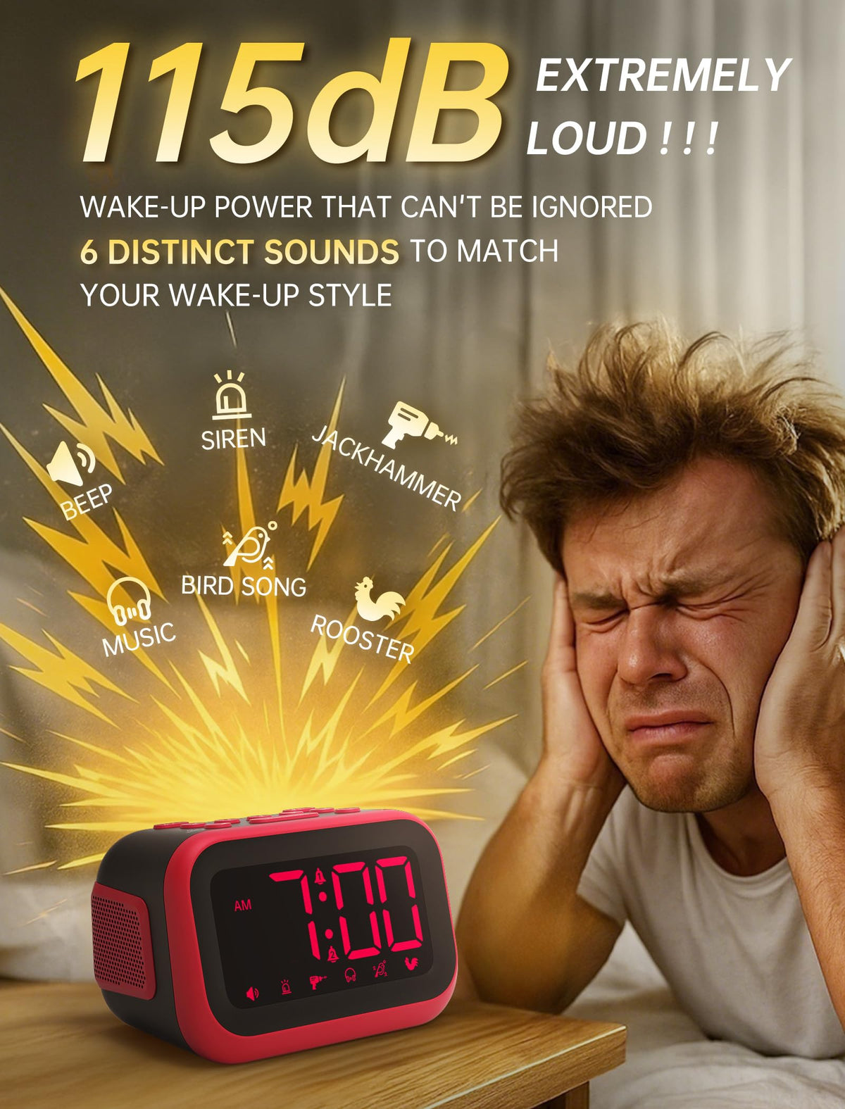 Acedeck alarm clock with dual alarms setup for different schedules in dorms.