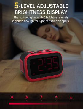 Acedeck alarm clock USB port for overnight charging.