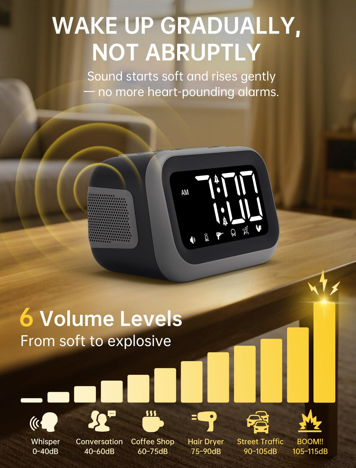 Acedeck clock battery backup preserves alarms during outages.