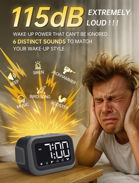 Acedeck clock shows dual alarms for separate schedules.
