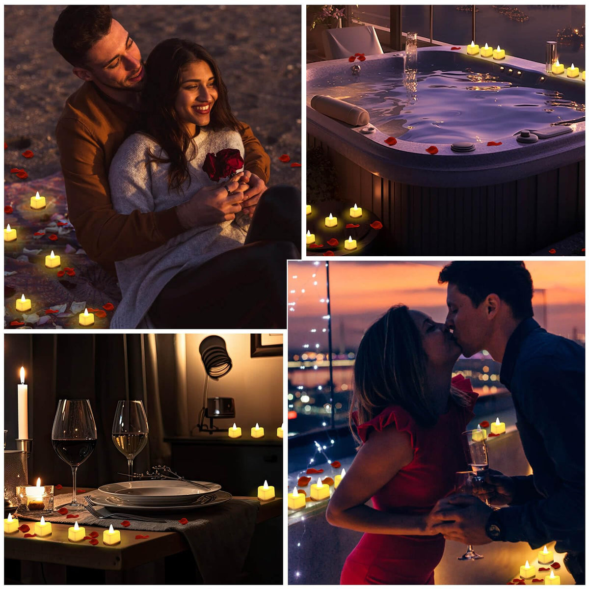 Acejoz 6000 petals and 72 candles bundle enhances date-night scenes