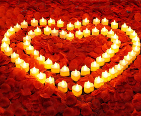 Acejoz Rose Petals close-up, silky red decor for romantic table settings