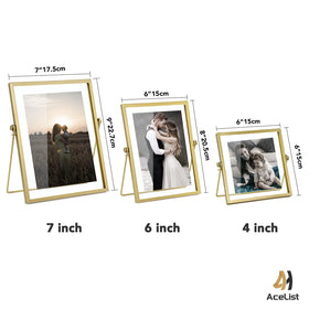 AceList metal geometric frame 4x6 ideal for family photos in living spaces.