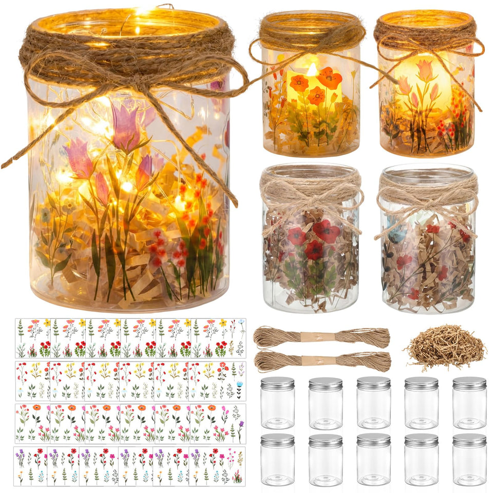 Acellegic Mother's Day craft jar kit with clear jars for DIY gifts.