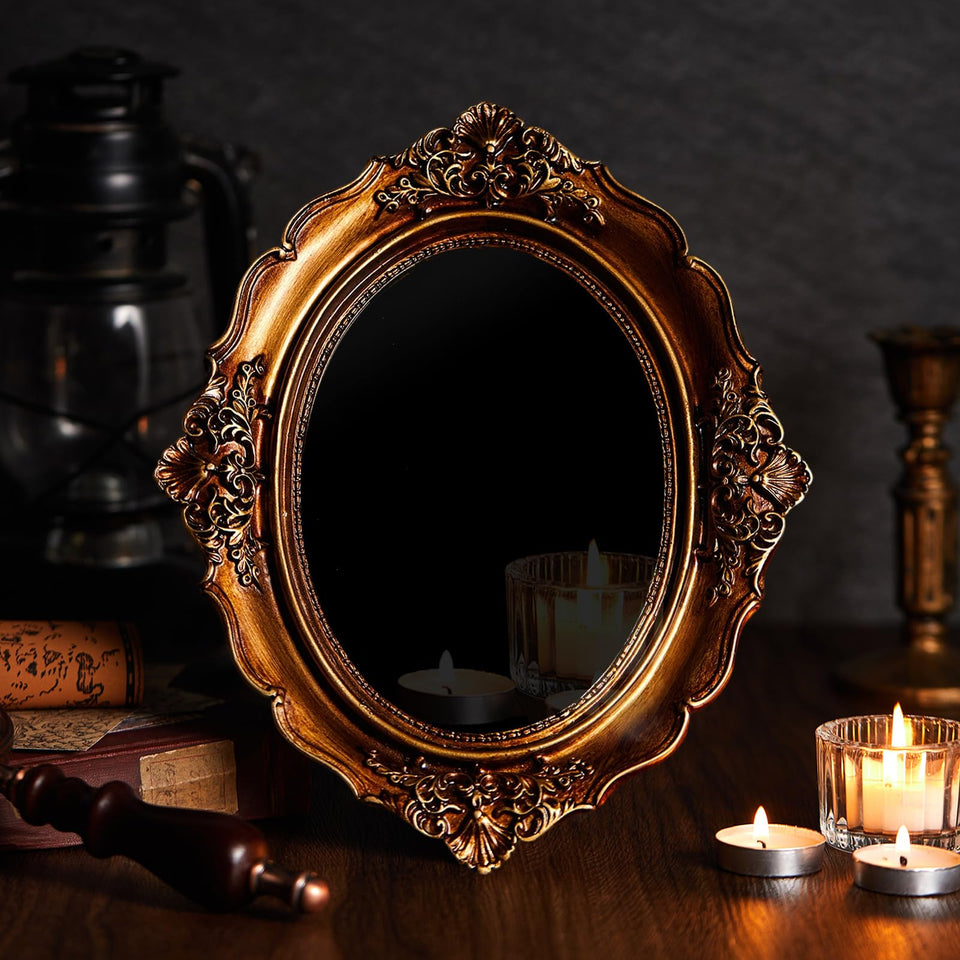 AceOrbit Black Obsidian Mirror with oval frame for focused divination and meditation.